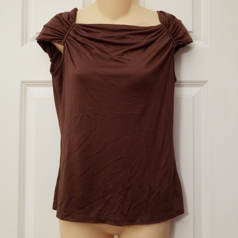 Nine West Brown Short Sleeve Top Med EUC